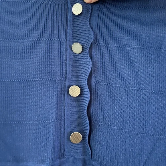 RW&CO. Blue Scalloped Button Midi Dress - Picture 2 of 4